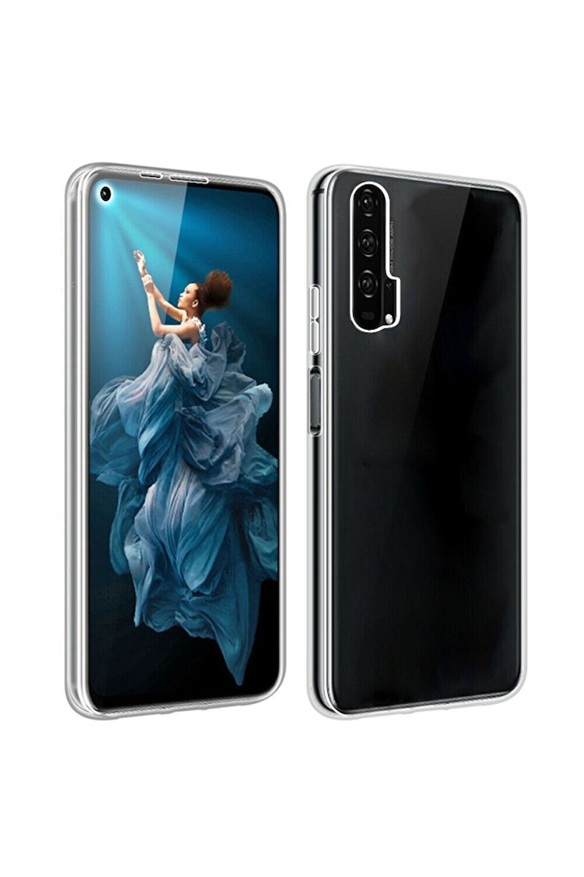 Huawei Honor 20 Uyumlu 360° Ön Arka Tam Koruyucu Şeffaf Silikon Full Body Kılıf