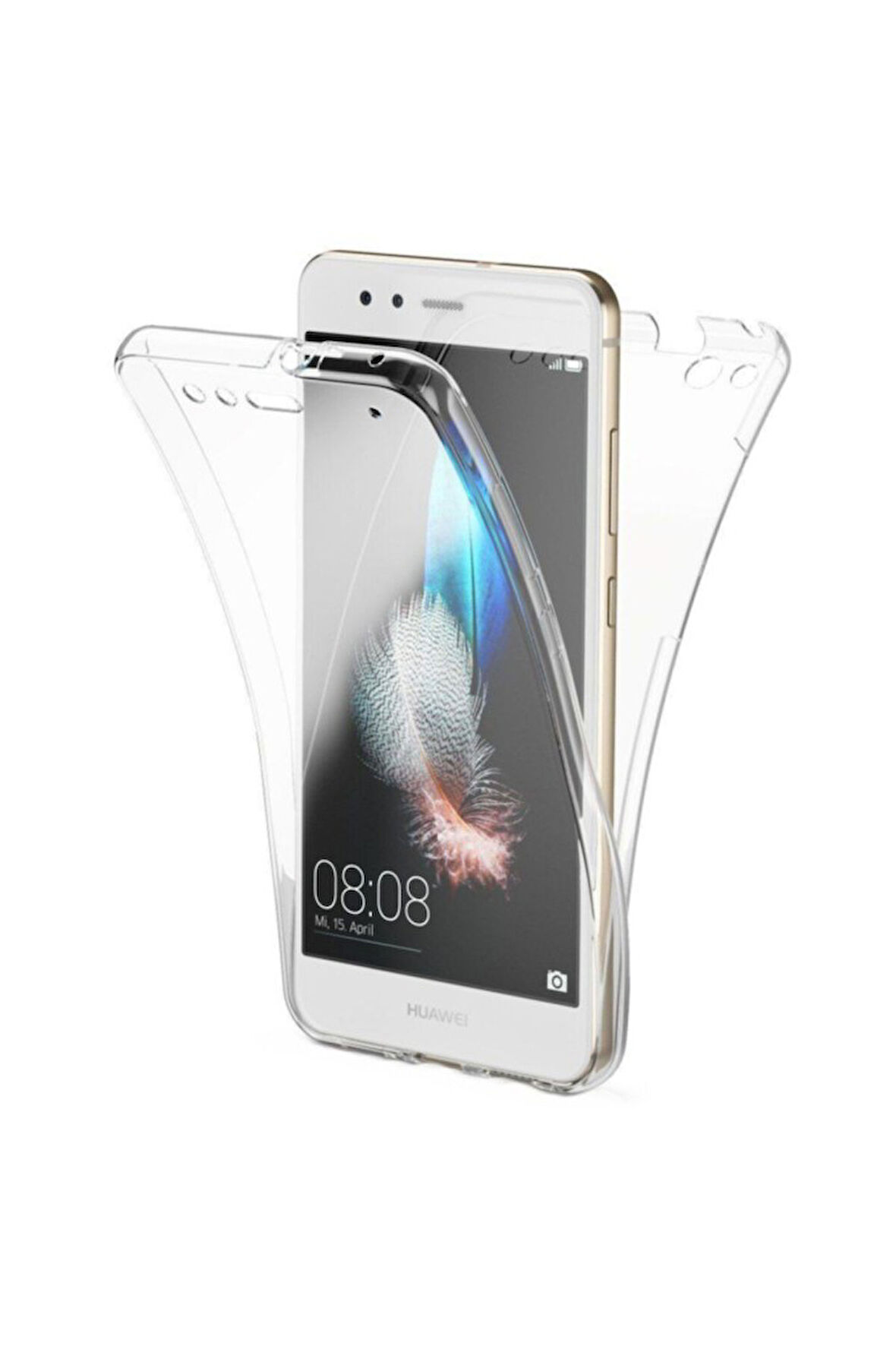 Huawei P10 Uyumlu 360° Ön Arka Tam Koruyucu Şeffaf Silikon Full Body Kılıf