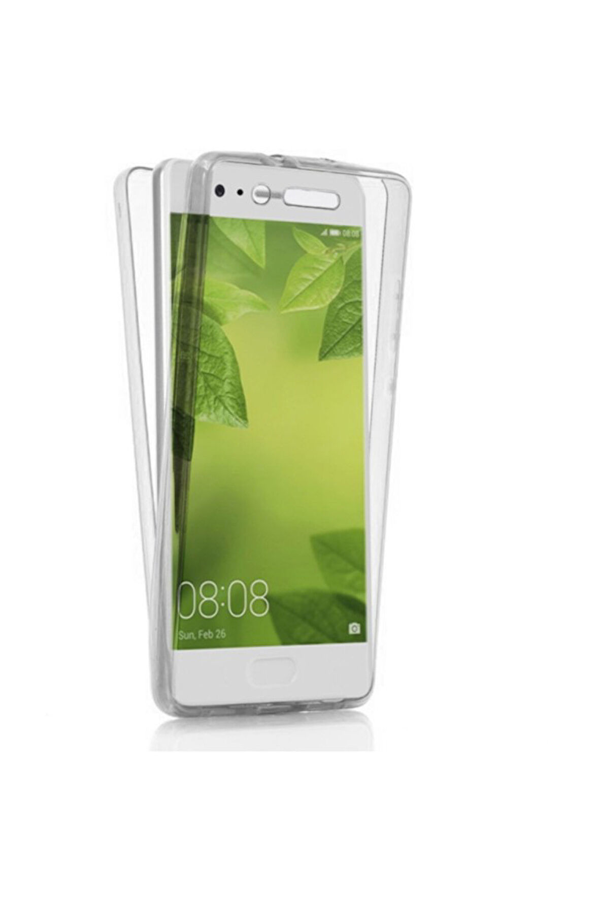 Huawei P10 Plus Uyumlu 360° Ön Arka Tam Koruyucu Şeffaf Silikon Full Body Kılıf