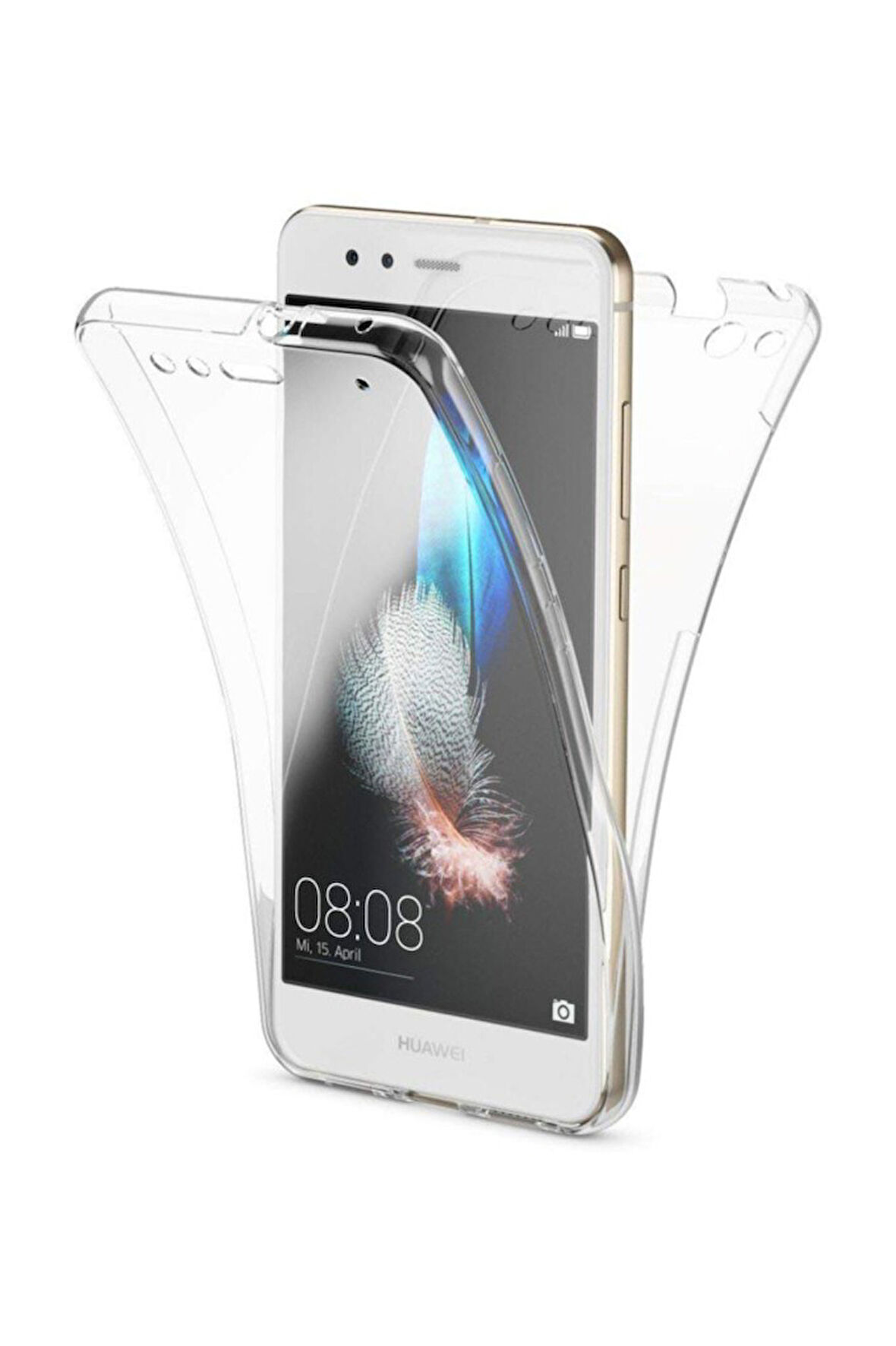Huawei P10 Lite Uyumlu 360° Ön Arka Tam Koruyucu Şeffaf Silikon Full Body Kılıf
