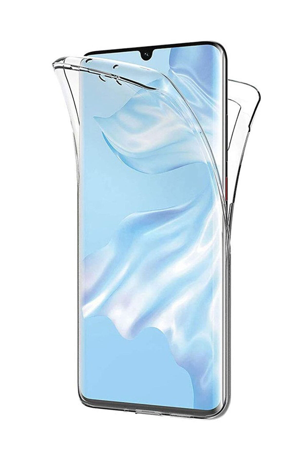 Huawei P30 Pro Uyumlu 360° Ön Arka Tam Koruyucu Şeffaf Silikon Full Body Kılıf