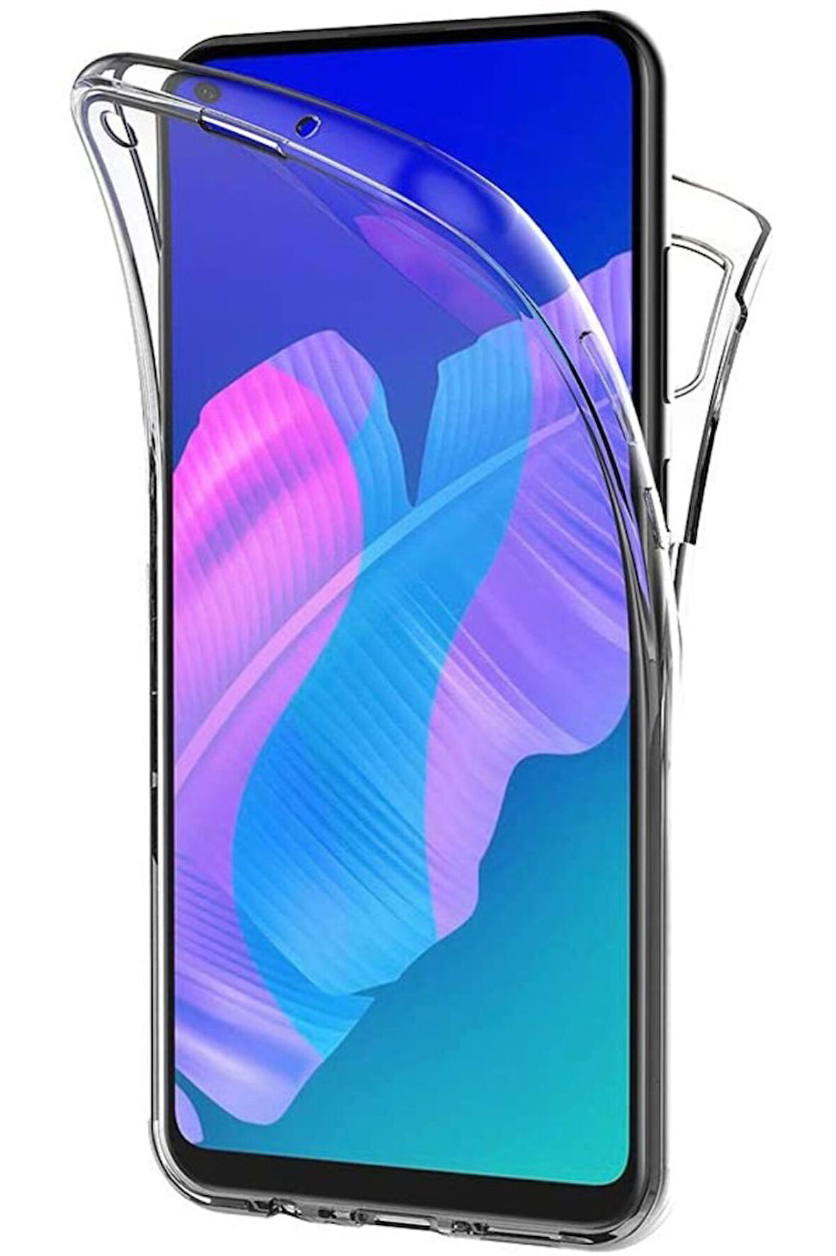 Huawei P40 Lite E Uyumlu 360° Ön Arka Tam Koruyucu Şeffaf Silikon Full Body Kılıf