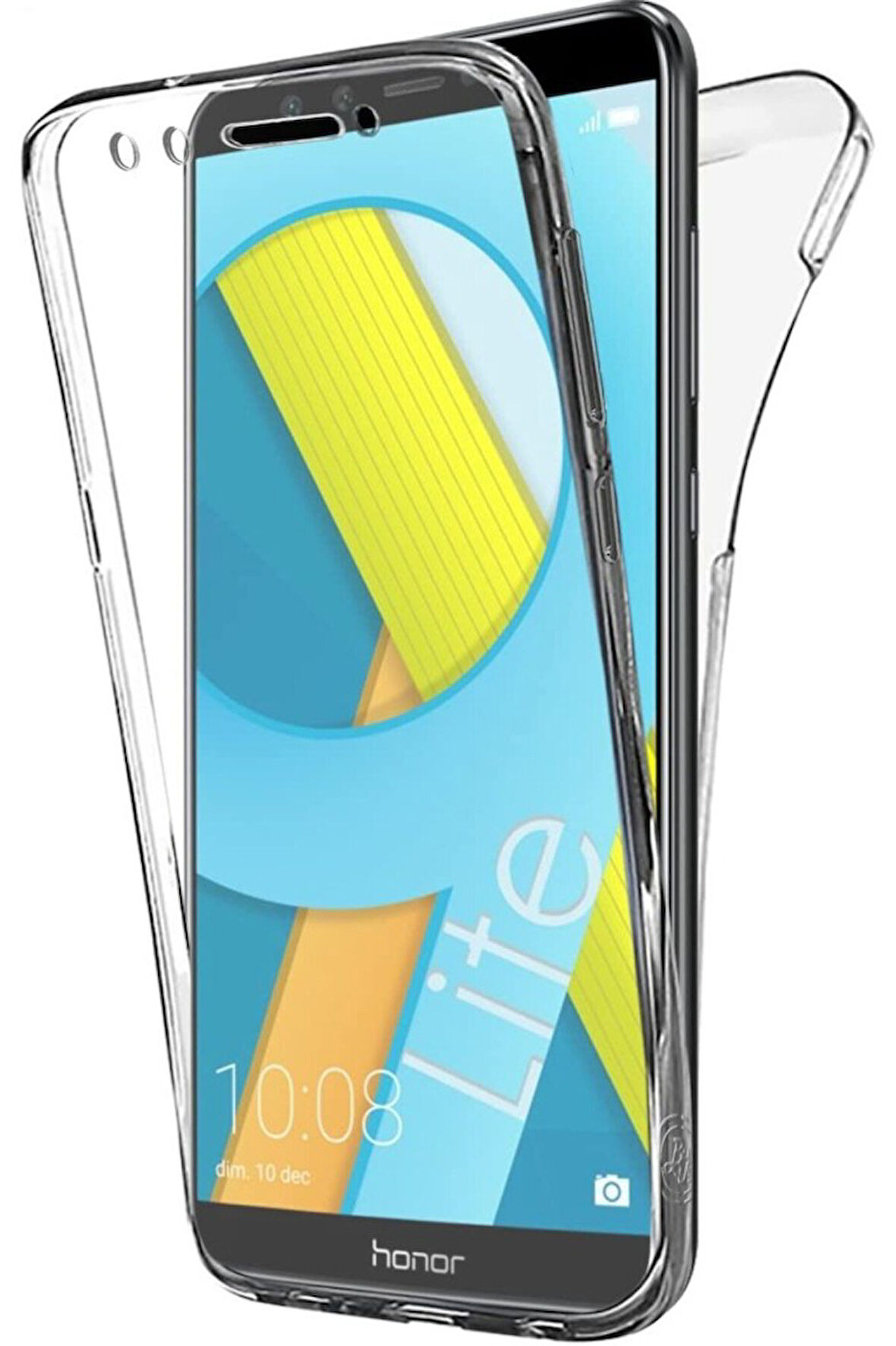 Honor 9 Lite Uyumlu 360° Ön Arka Tam Koruyucu Şeffaf Silikon Full Body Kılıf