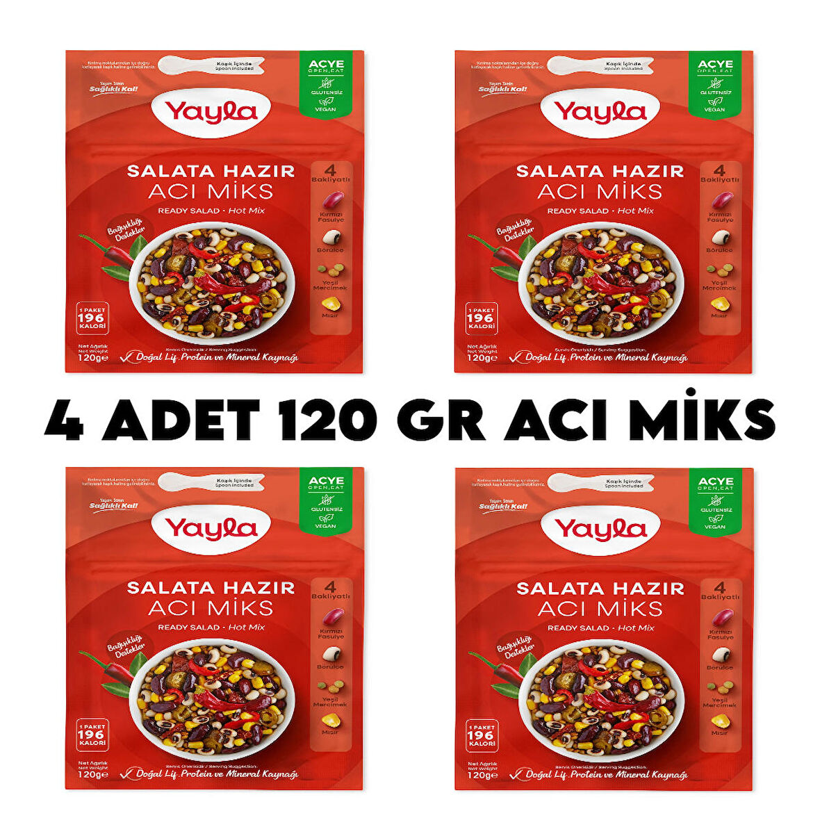 Yayla 4 Adet Acı Miks Hazır Salata