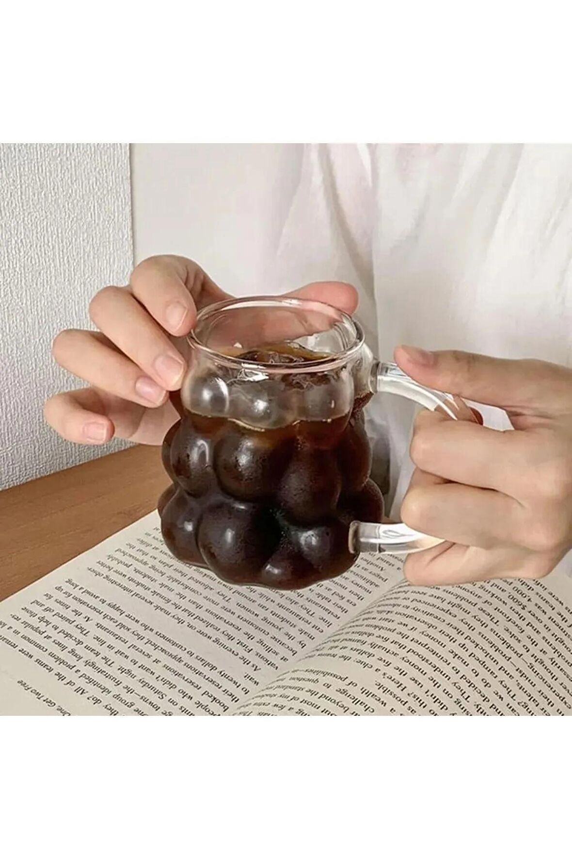 Isıya Dayanıklı Borosilikat Kulplu Üzümlü Boncuk Şekilli Bardak Kahve Ve Sunum Bardağı Üzüm Bardak