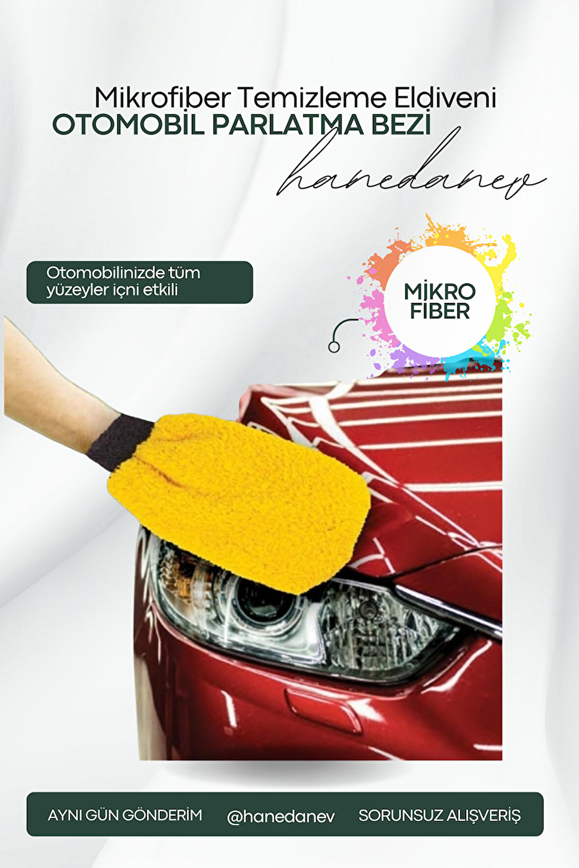 Oto Araç Yıkama Eldiveni Araba Oto Süper Kaliteli 100% Mikro Fiber Havlu Araç Yıkama Eldiveni