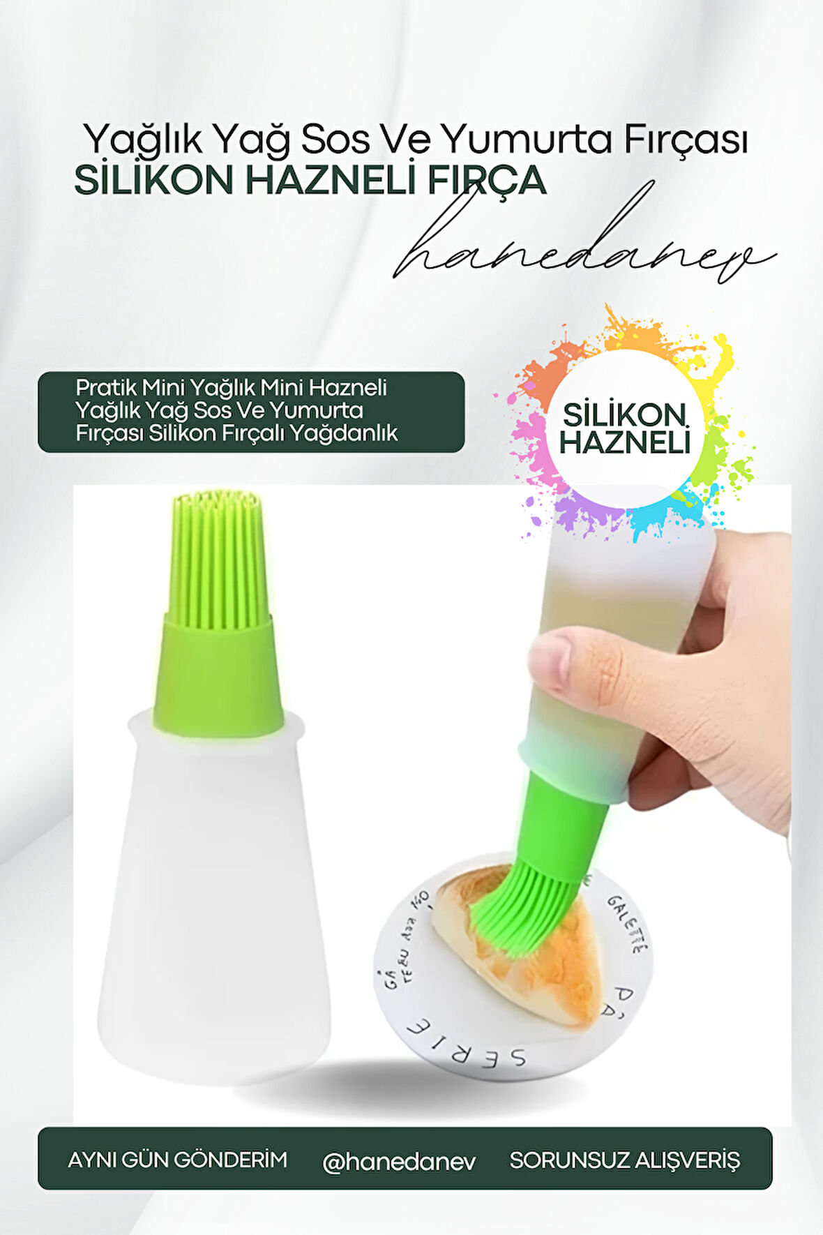 1 Adet Pratik Mini Yağlık Mini Hazneli Yağlık Yağ Sos Ve Yumurta Fırçası Silikon Fırçalı Yağdanlık