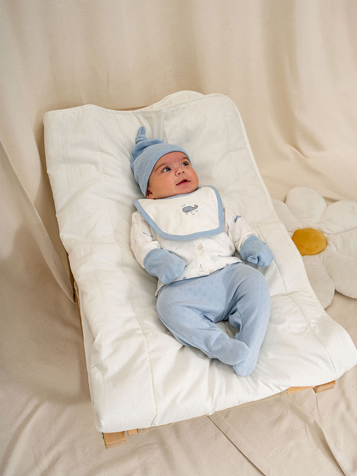 KD53459 Jakarlı Baskılı Erkek Bebek 5'li Hastane Çıkışı Seti (0-1 / 1-3 Ay)