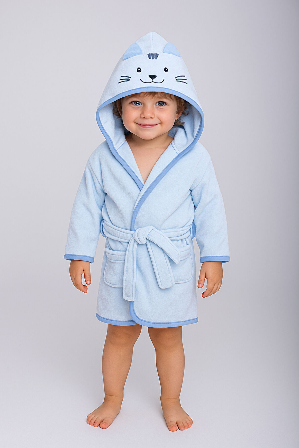 KD29030.Kız Bebek Bornoz %100 Pamuk 2-3/3-4/4-5 Yaş