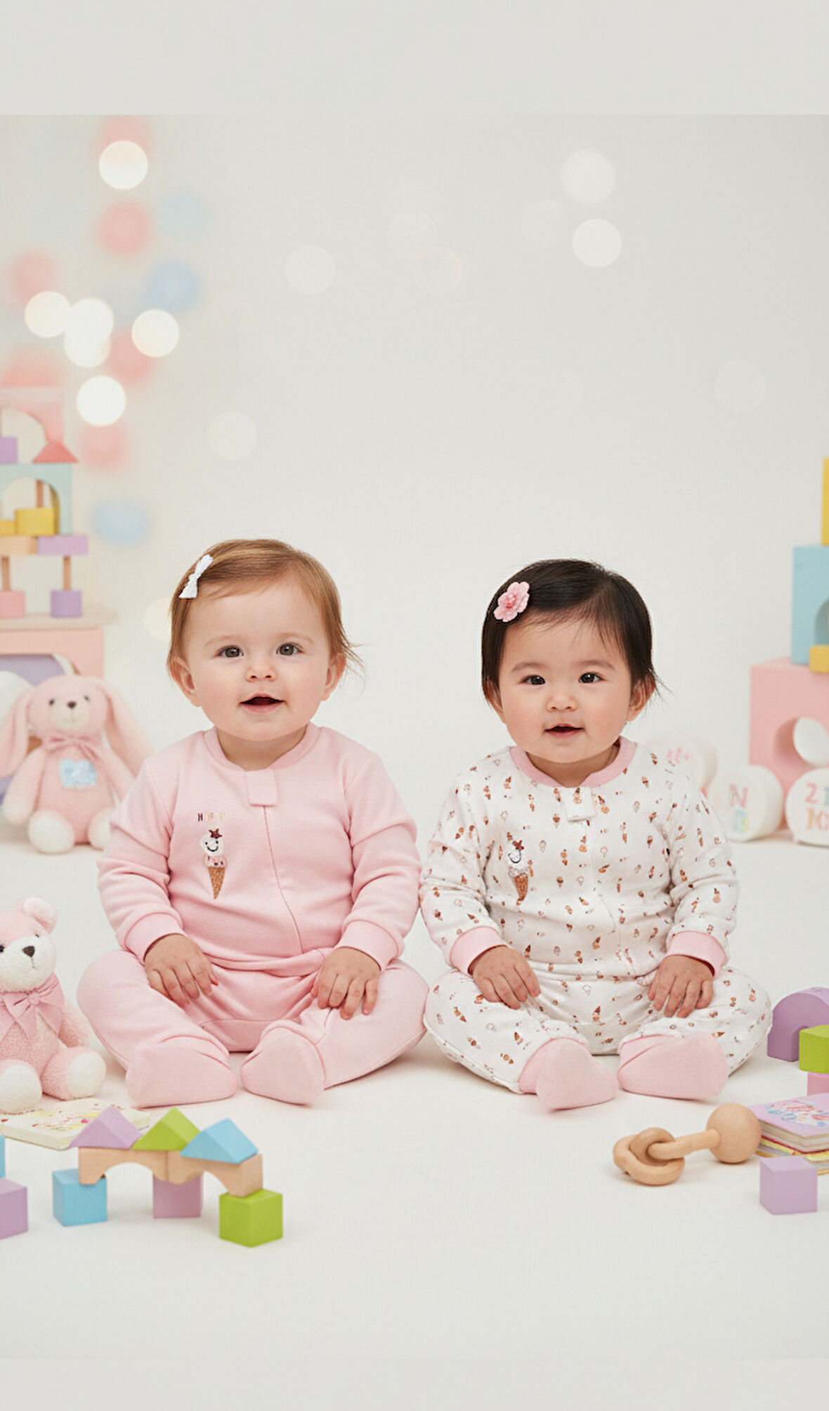 Baskılı 2'li Kız Bebek Tulum Seti 3-24 Ay KD53128