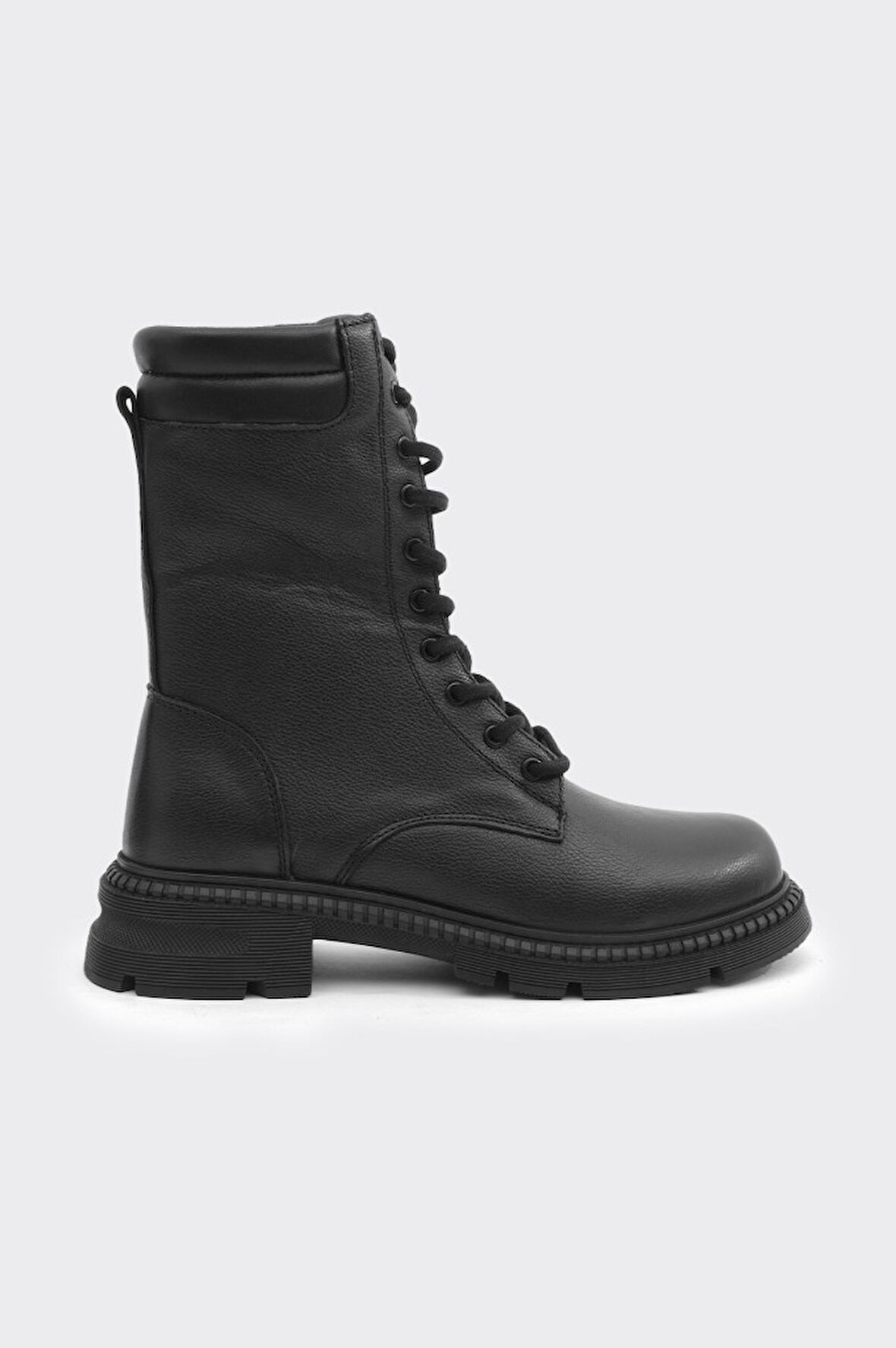 Fermuarlı Bağcıklı Hakiki Deri Kadın Uzun Bot 