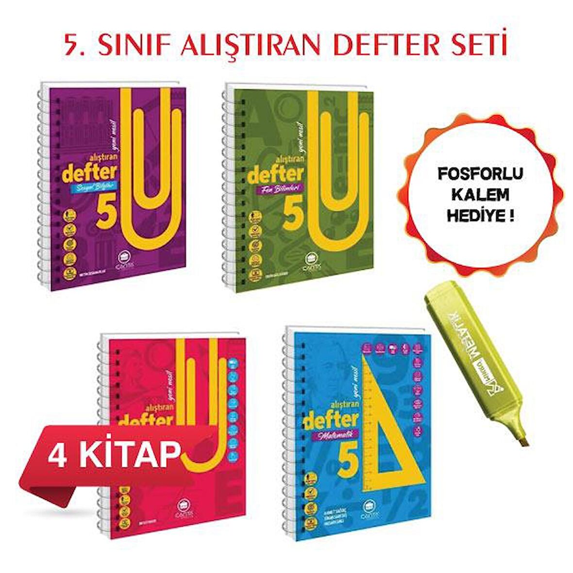 5.Sınıf Alıştıran Defter Seti 4 Kitap Çanta Yayınları