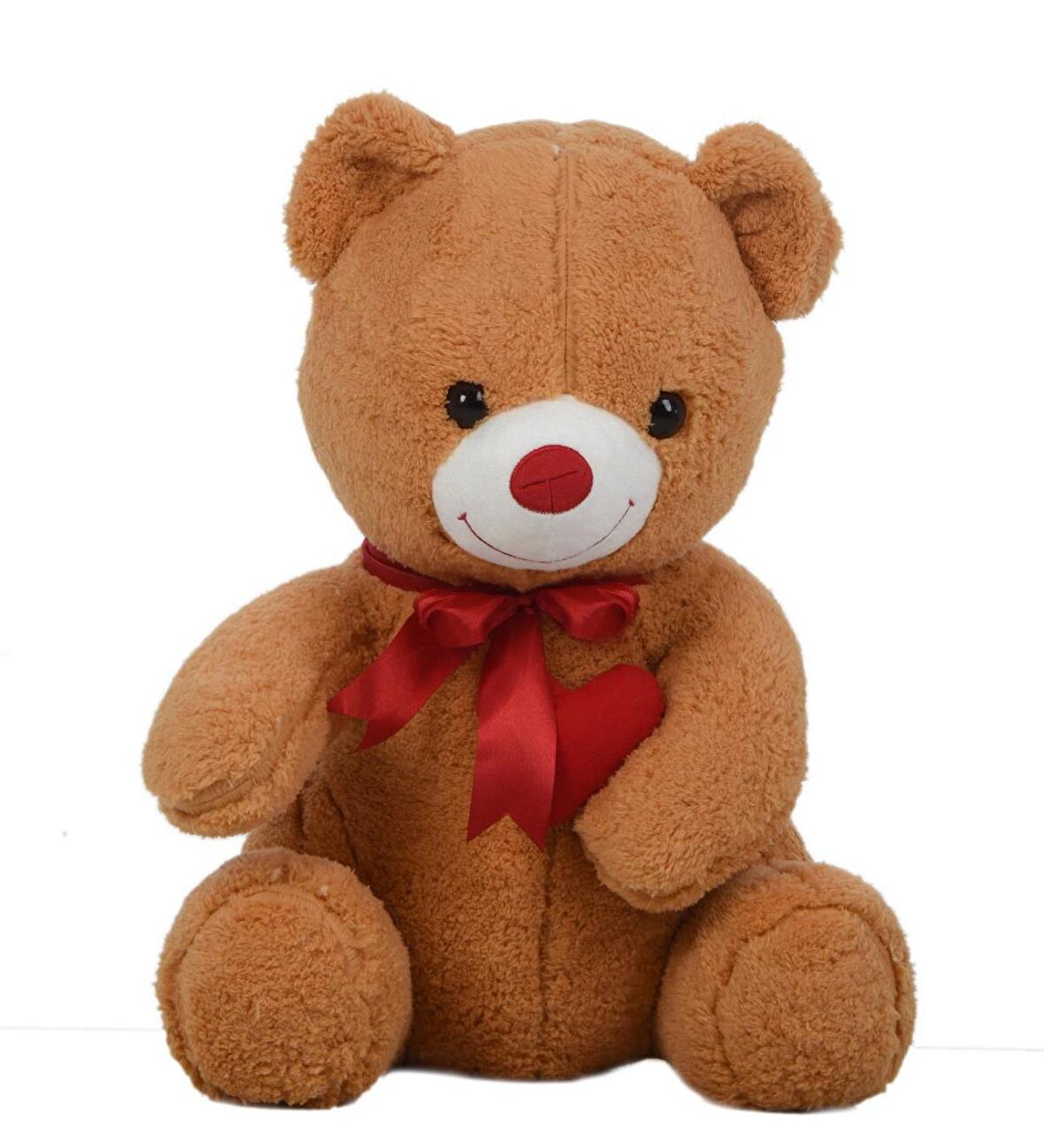 Sevgiliye Özel HEDİYE - 80 cm Kalp Tutan, Oturan Sevimli Peluş Ayı