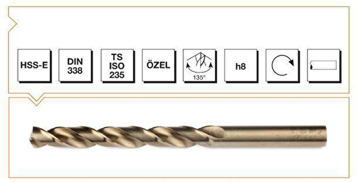 Makine Takım Hss-E Altın Seri İnox Delme Matkap Ucu 9 Mm