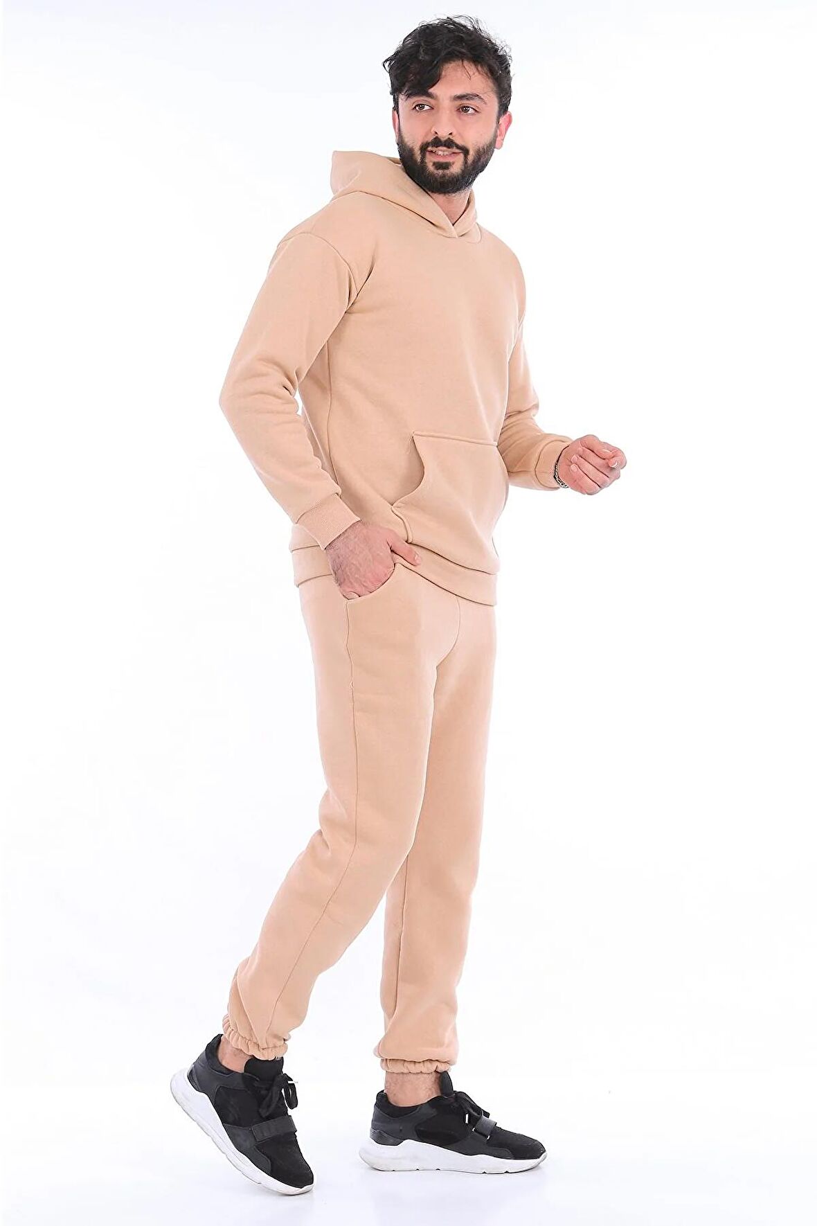 Unisex Bej Iplik Oversize Eşofman Takımı