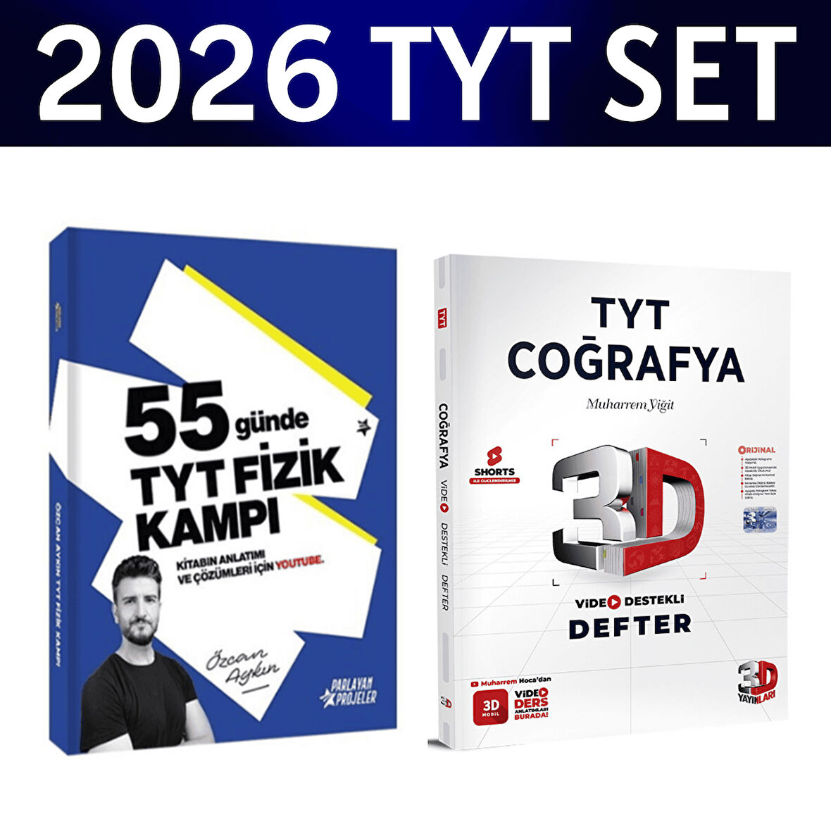 2026 TYT 55 Günde Fizik Kampı Özcan Aykın+ TYT Coğrafya Video Defter 3D Yayınları