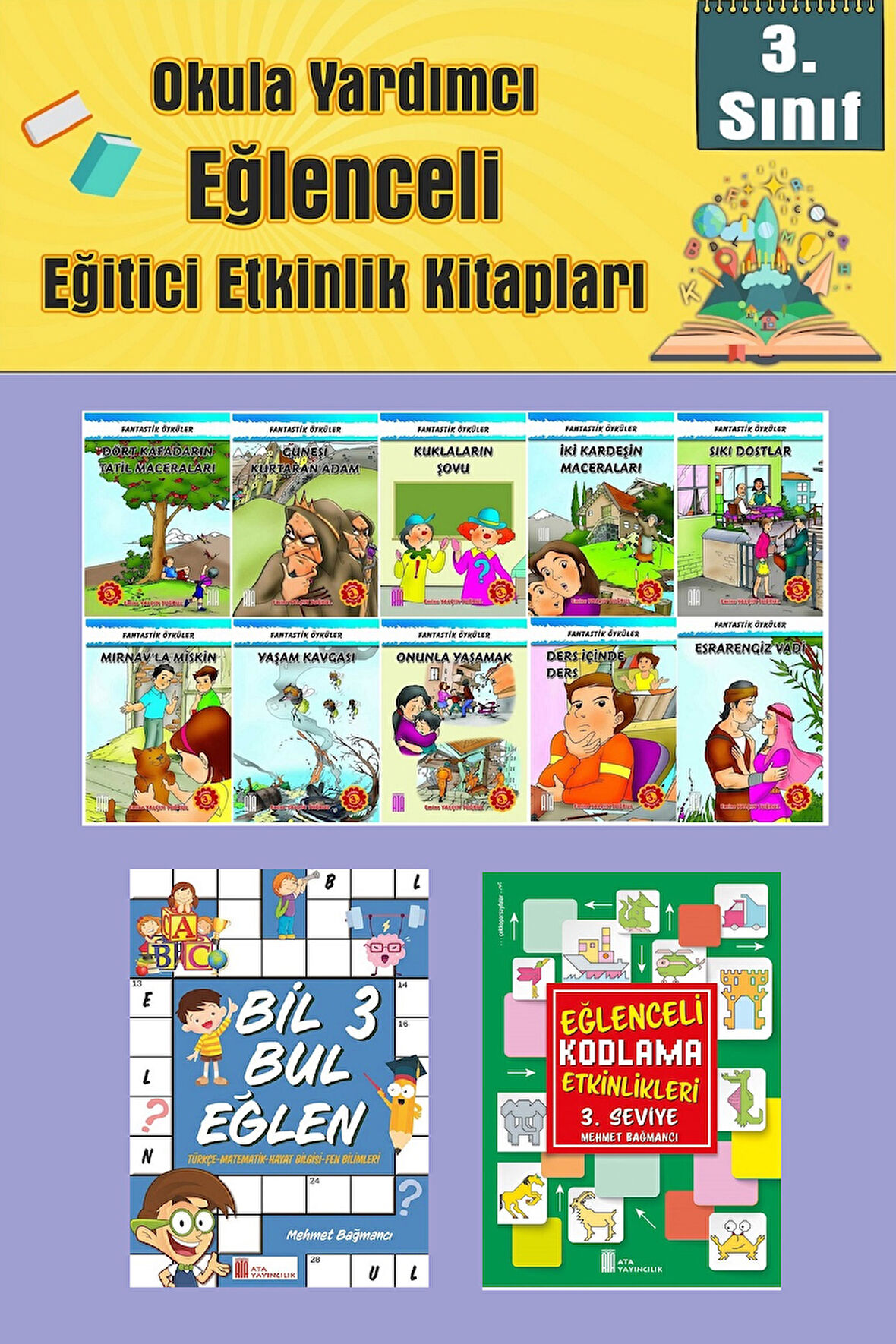3.Sınıflar İçin Okumayı Sevdiren 10 lu Hikaye Seti -Bil Bul Eğlen-Kodlama 4 (Okulda Evde Tatilde)