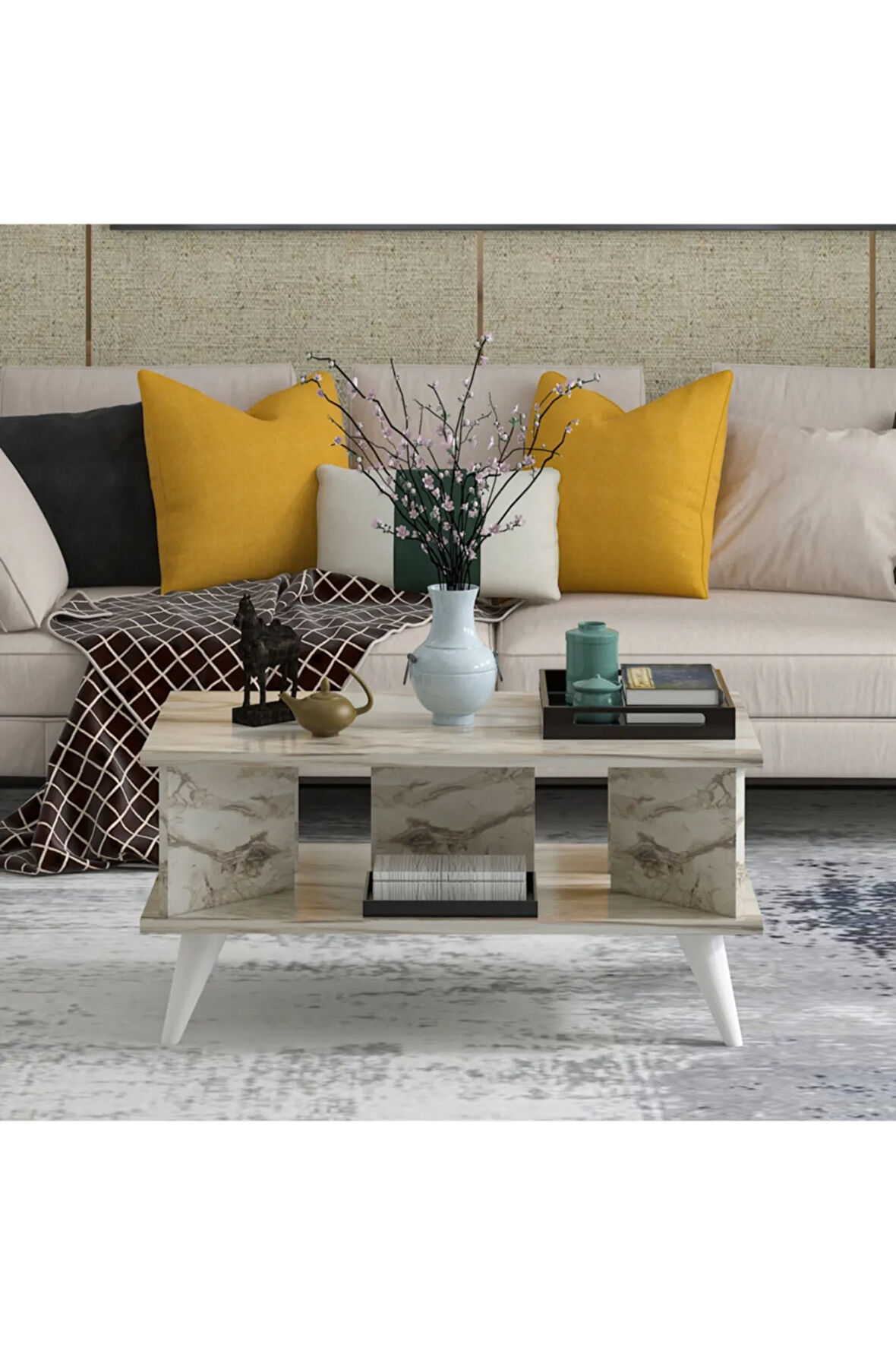 Galipol Orta Sehpa 80 Cm Efes Mermer Renk