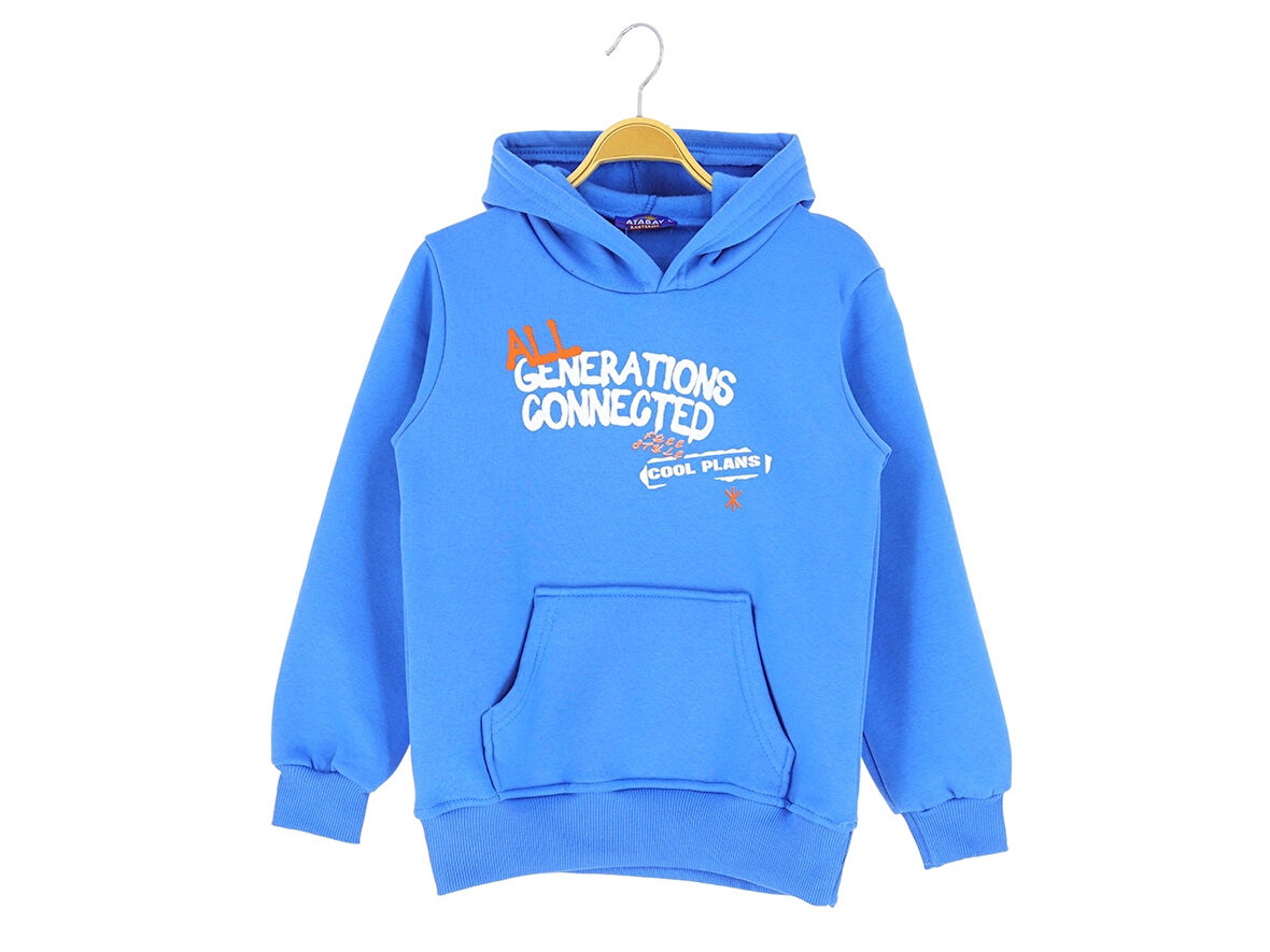 ATABAY 30709.2 9/12 YAŞ ERKEK SWEAT KAPŞONLU GENERATIONS BASKILI 3 İP Şardonlu