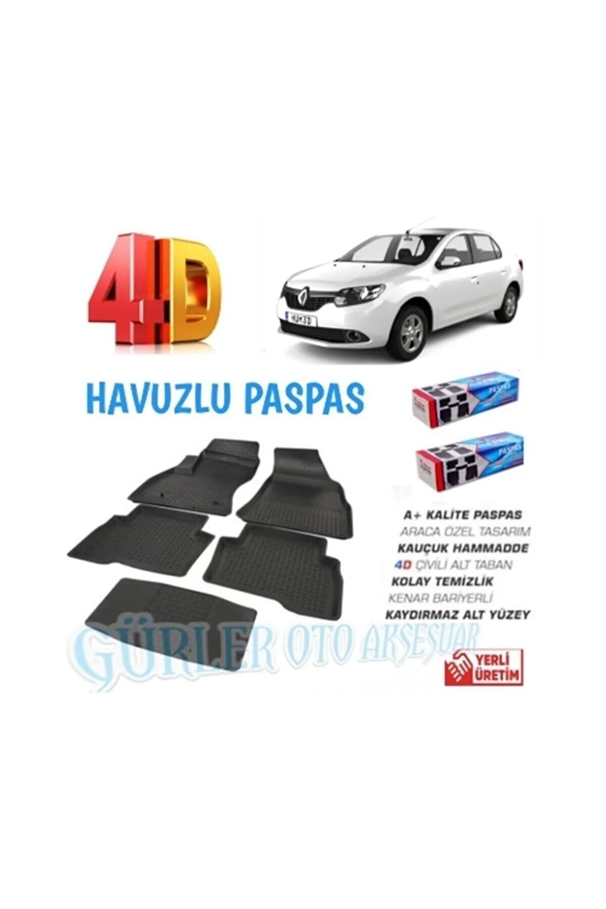 Renault Symbol 3 2013 Sonrası Paspas 4d Araca Özel Kesim Kenar Bariyerli Kaucuk A+kalite