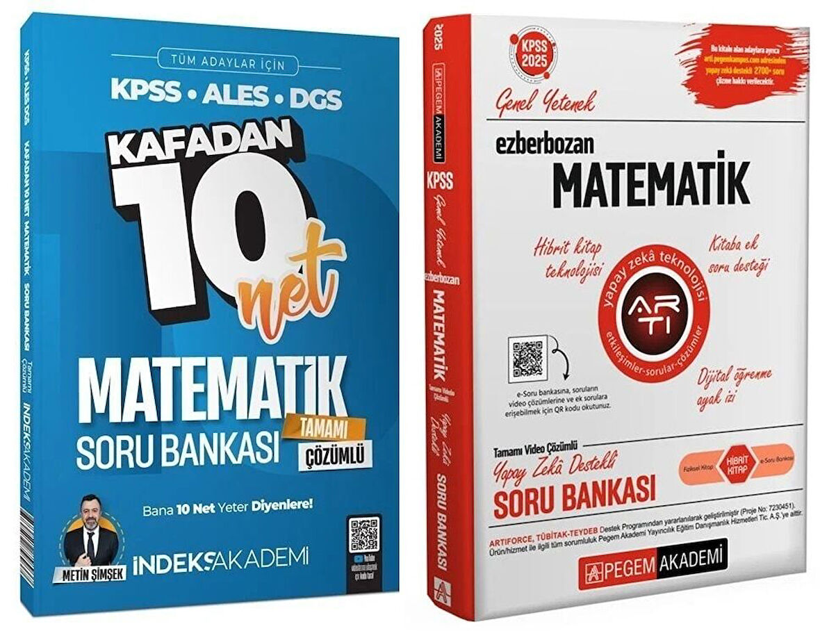 Pegem + İndeks 2025 KPSS Matematik Ezberbozan Soru Bankası 2 li Set Pegem + İndeks Akademi