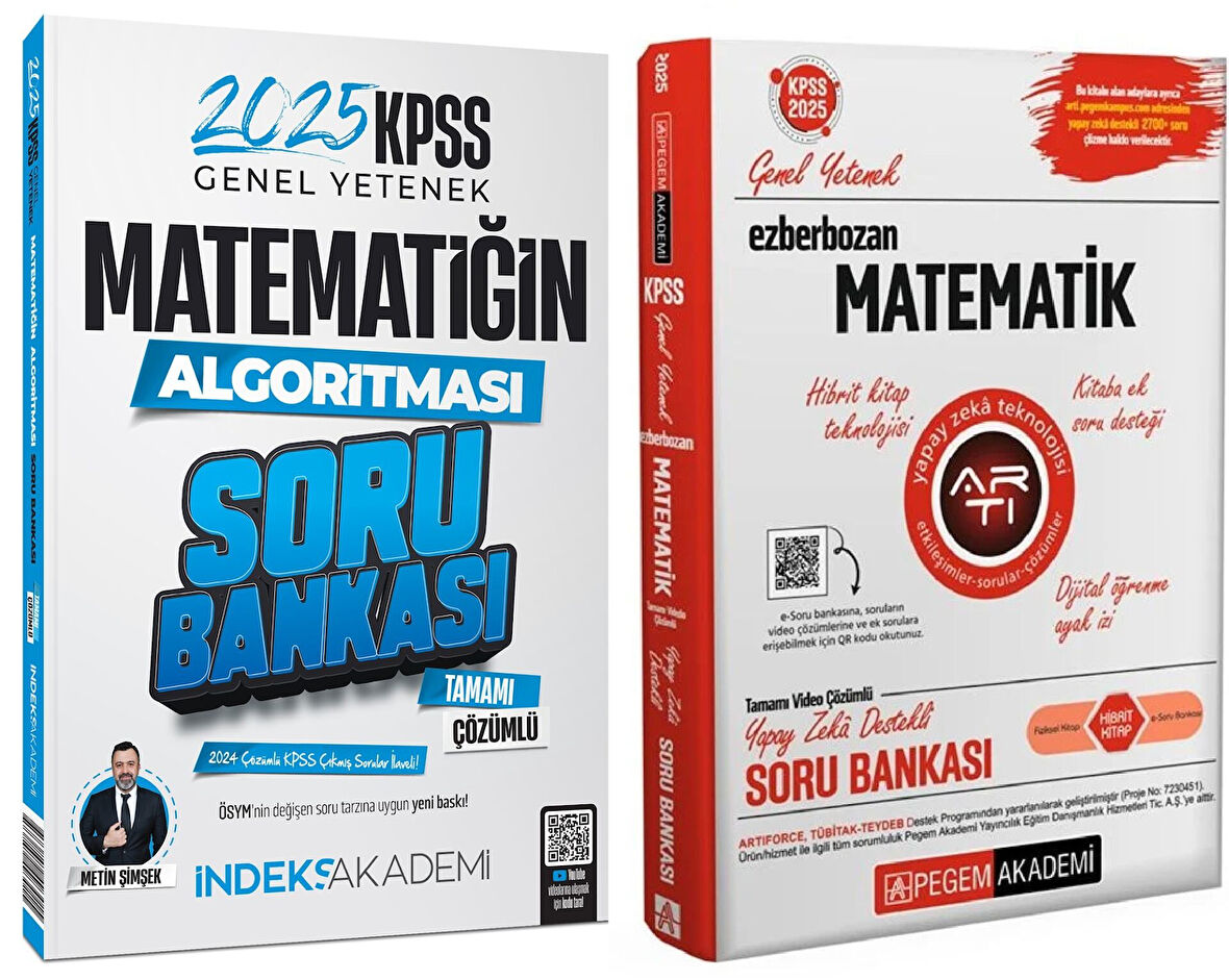 Pegem + İndeks 2025 KPSS Matematik Ezberbozan Soru Bankası 2 li Set Pegem + İndeks Akademi