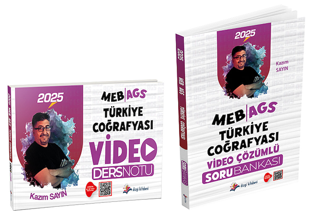 Dizgi Kitap 2025 MEB-AGS Türkiye Coğrafyası Video Ders Notu + Soru Bankası 2 li Set - Kazım Sayın