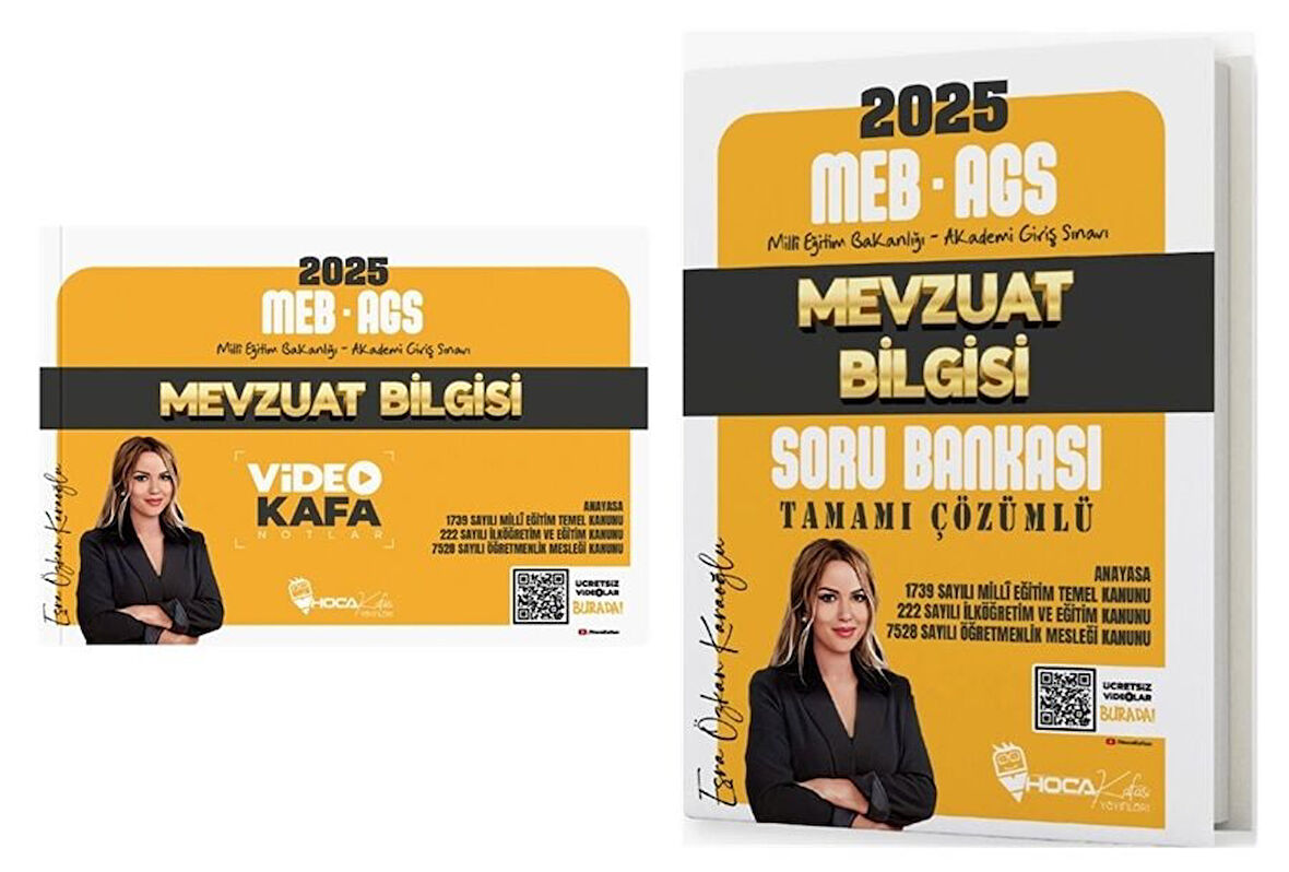 Hoca Kafası 2025 MEB-AGS Mevzuat Bilgisi Video Kafa Notlar + Soru Bankası 2 li Set