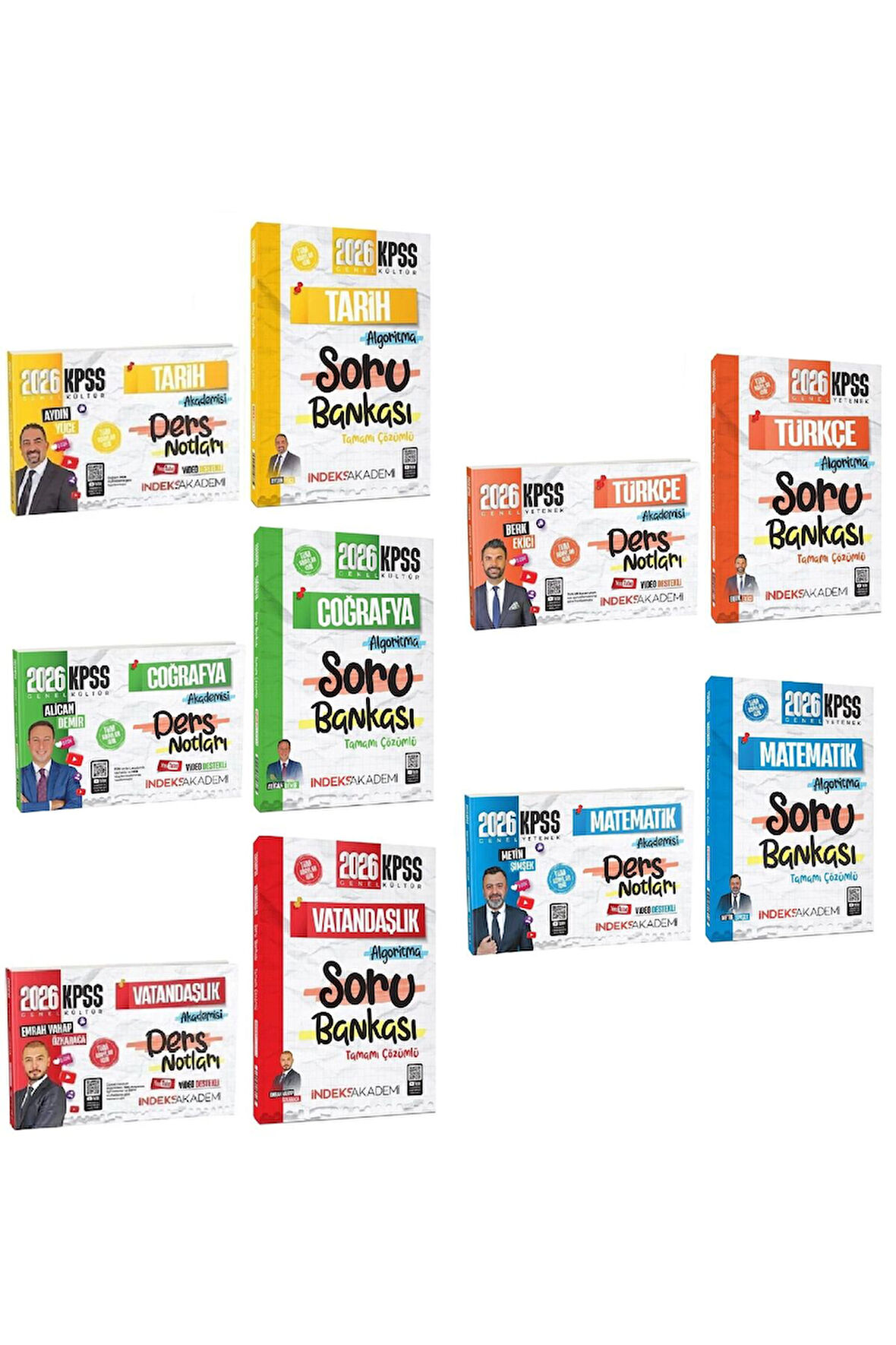 İndeks Akademi 2026 KPSS Genel Yetenek Genel Kültür Video Ders Notları + Soru Bankası 10 lu Set