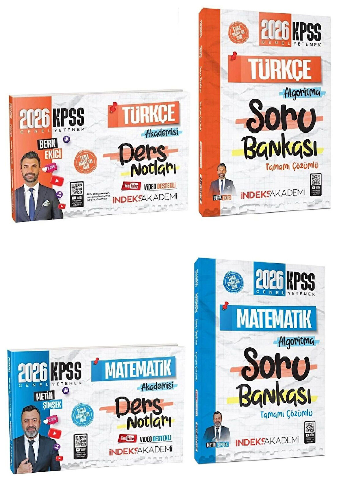 İndeks Akademi 2026 KPSS Türkçe + Matematik Video Ders Notları + Soru Bankası 4 lü Set