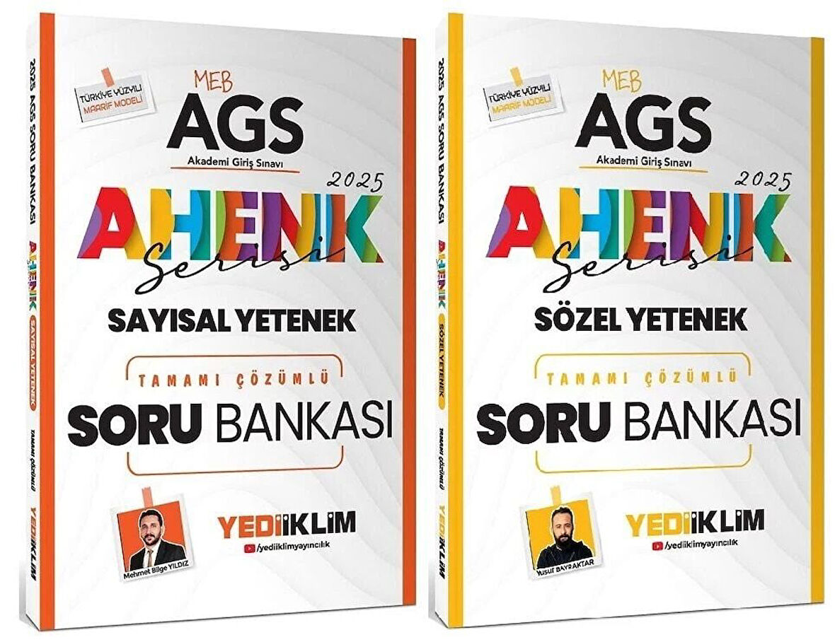 Yediiklim 2025 MEB-AGS Sayısal + Sözel Yetenek Soru Bankası 2 li Set Ahenk Serisi Yediiklim Yayın