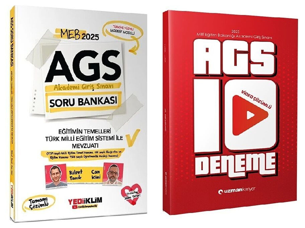 Yediiklim + Uzman 2025 MEB-AGS Eğitimin Temelleri ile Mevzuatı Soru  + 10 Deneme 2 li Set