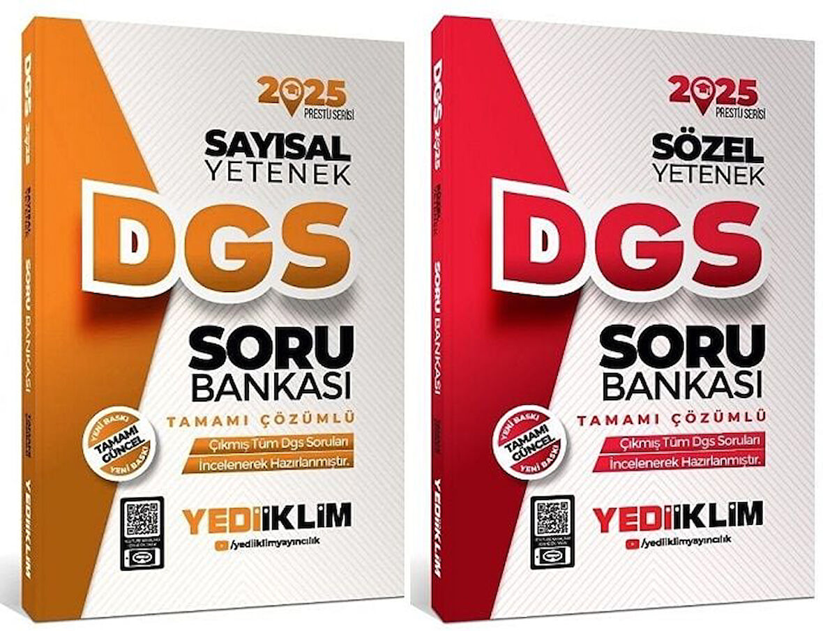 Yediiklim 2025 DGS Sayısal + Sözel Yetenek Prestij Soru Bankası 2 li Set Yediiklim Yayınları