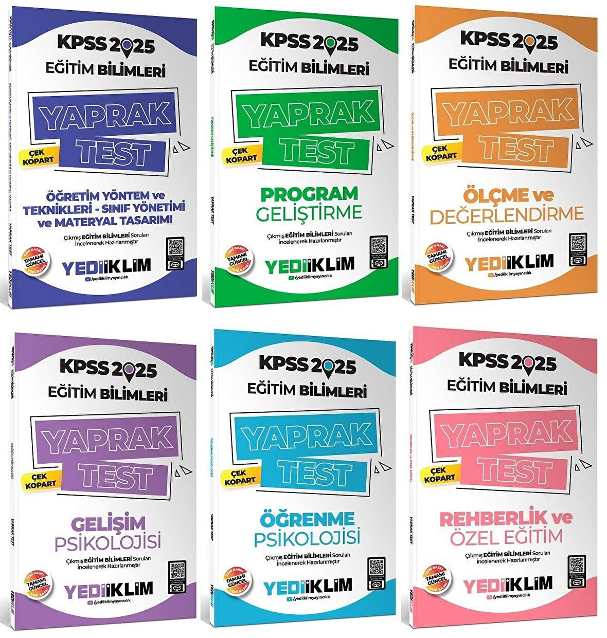 Yediiklim 2025 KPSS Eğitim Bilimleri Yaprak Test 6 lı Set Yediiklim Yayınları