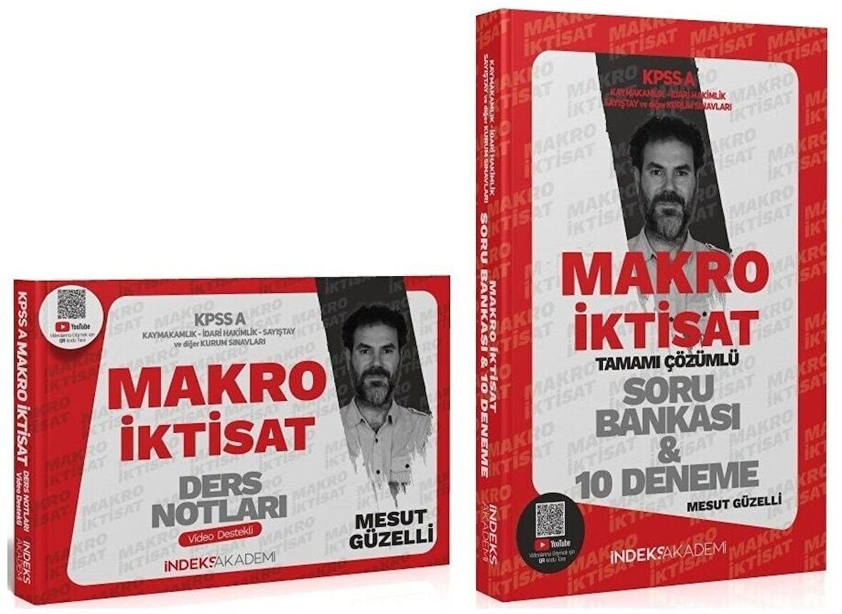 İndeks Akademi 2025 KPSS A Grubu Makro İktisat Video Ders Notları + Soru Bankası 2 li Set