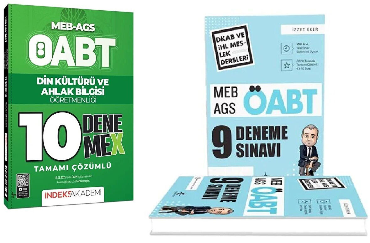 Eker Test + İndeks 2025 ÖABT MEB-AGS Din Kültürü ve Ahlak Bilgisi Öğretmenliği 9+10 Deneme 2 li Set - İzzet Eker Eker Test + İndeks Akademi Yayınları