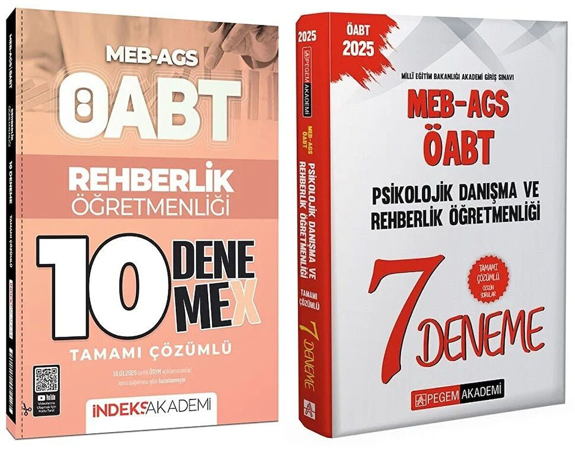 Pegem + İndeks 2025 ÖABT MEB-AGS Psikolojik Danışma ve Rehberlik 7+10 Deneme 2 li Set Pegem + İndeks Akademi Yayınları