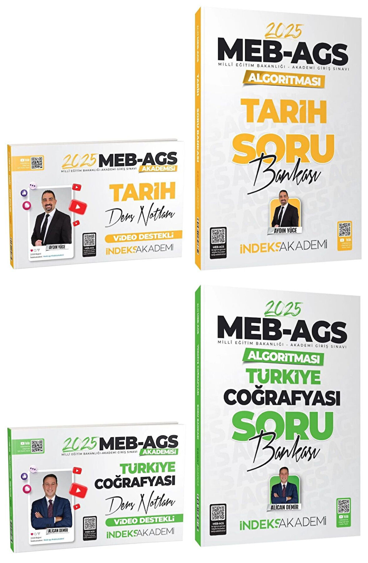 İndeks Akademi 2025 MEB-AGS Akademisi Tarih+Türkiye Coğrafyası Ders Notları + Soru Bankası 4 lü Set