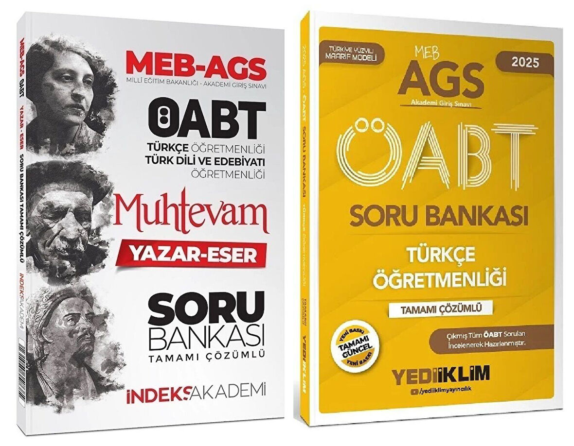 Yediiklim + İndeks 2025 ÖABT MEB-AGS Türkçe + Muhtevam Yazar Eser Soru Bankası 2 li Set