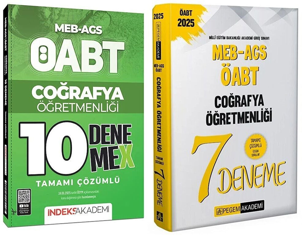 Pegem + İndeks 2025 ÖABT MEB-AGS Coğrafya 7+10 Deneme 2 li Set Pegem + İndeks Akademi Yayınları