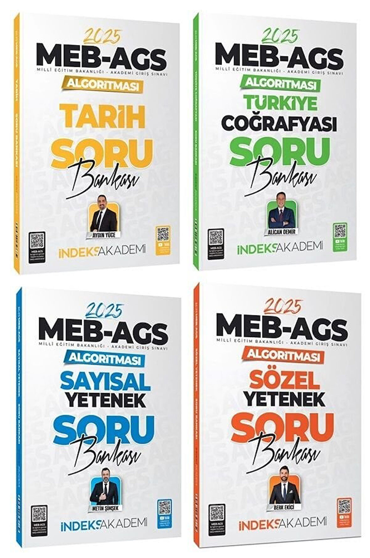 İndeks Akademi 2025 MEB-AGS Algoritması Sözel+Sayısal Yetenek+Tarih+Türkiye Coğrafyası Soru Bankası 4 lü Set