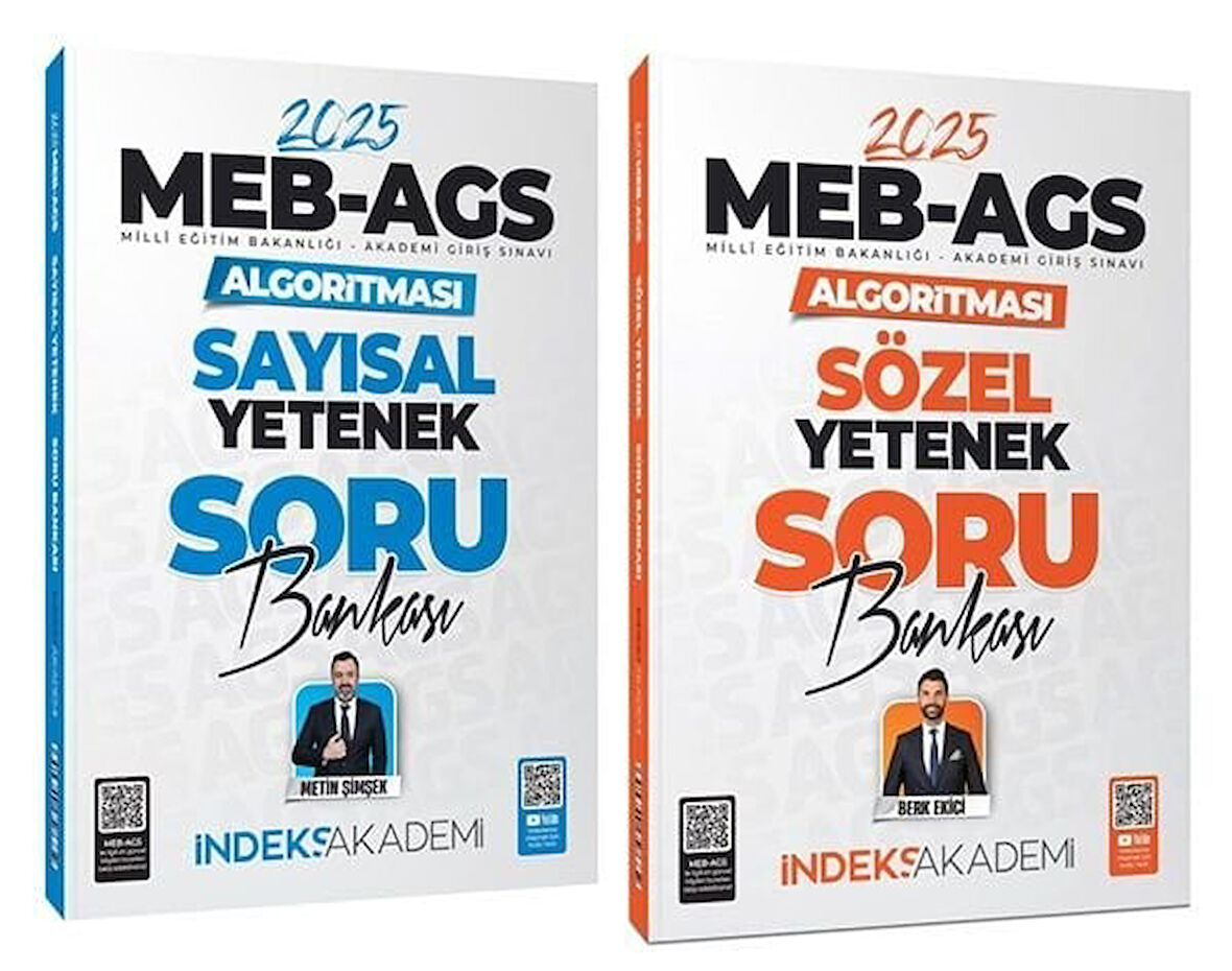 İndeks Akademi 2025 MEB-AGS Algoritması Sözel+Sayısal Yetenek Soru Bankası 2 li Set - Berk Ekici, Metin Şimşek İndeks Akademi Yayıncılık