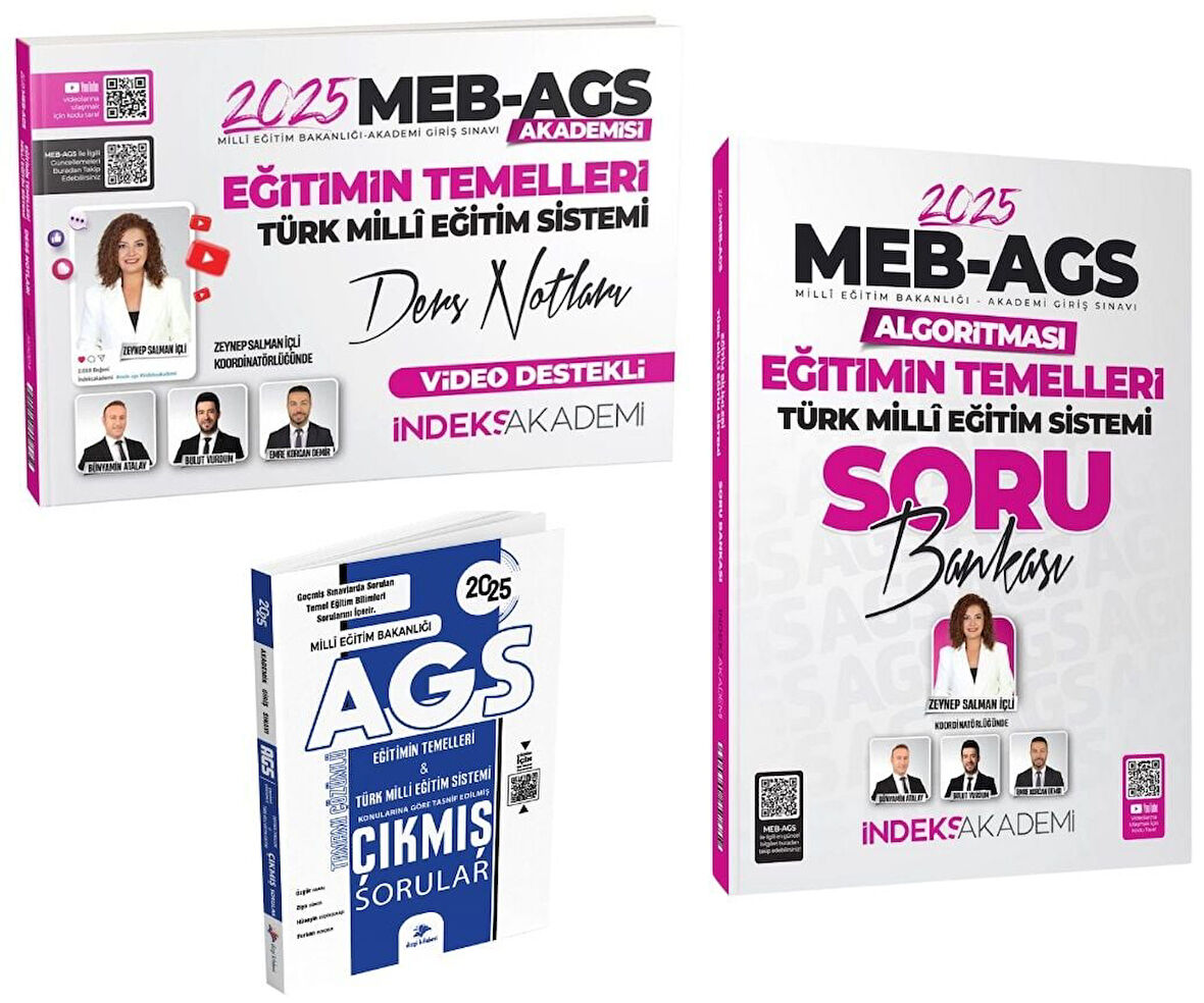 İndeks + Dizgi 2025 MEB-AGS Eğitimin Temelleri ve Türk Milli Eğitim Ders + Soru + Çıkmış Soru 3lü