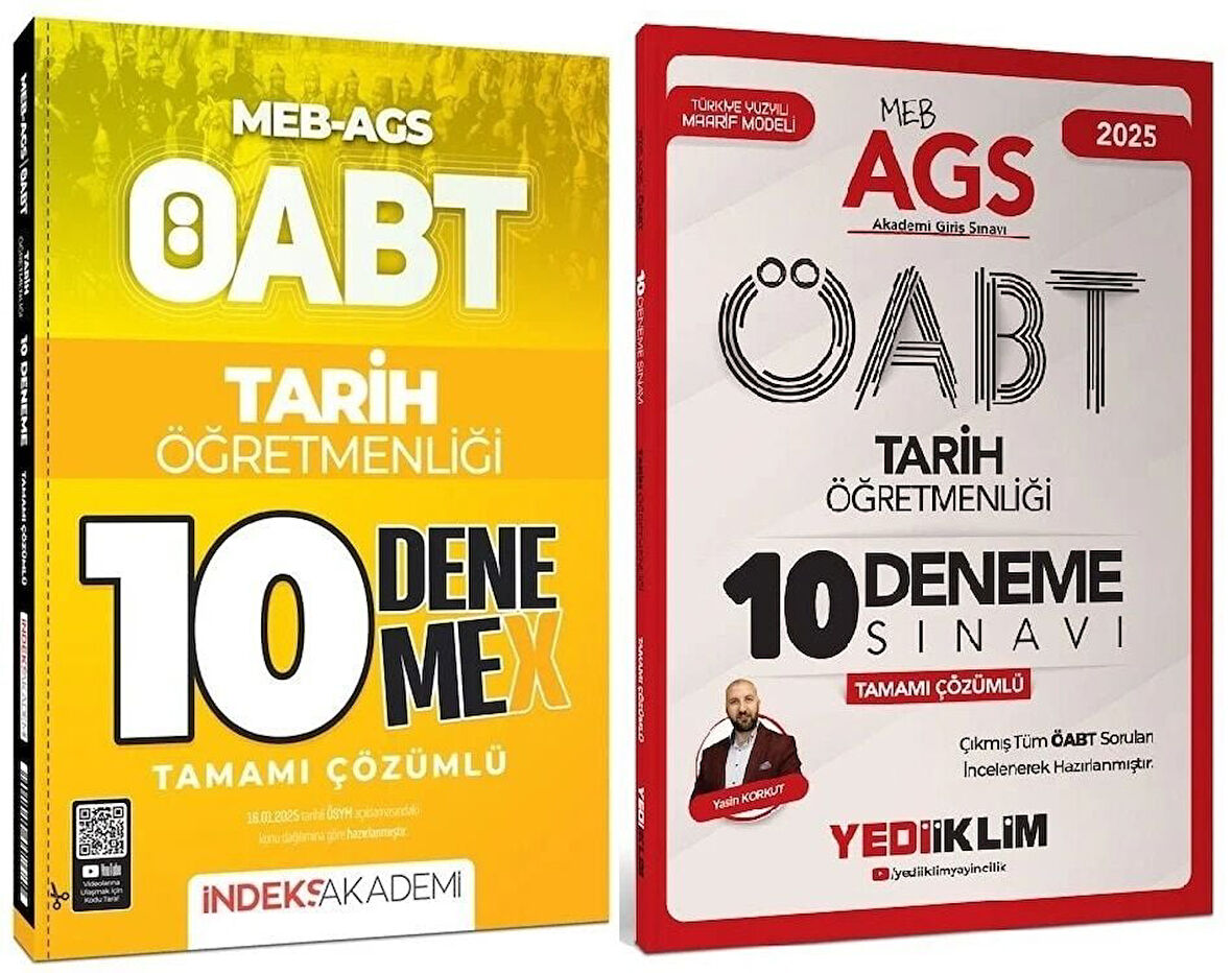 Yediiklim + İndeks 2025 ÖABT MEB-AGS Tarih Öğretmenliği 10+10 Deneme 2 li Set - Yasin Korkut Yediiklim + İndeks Akademi Yayınları