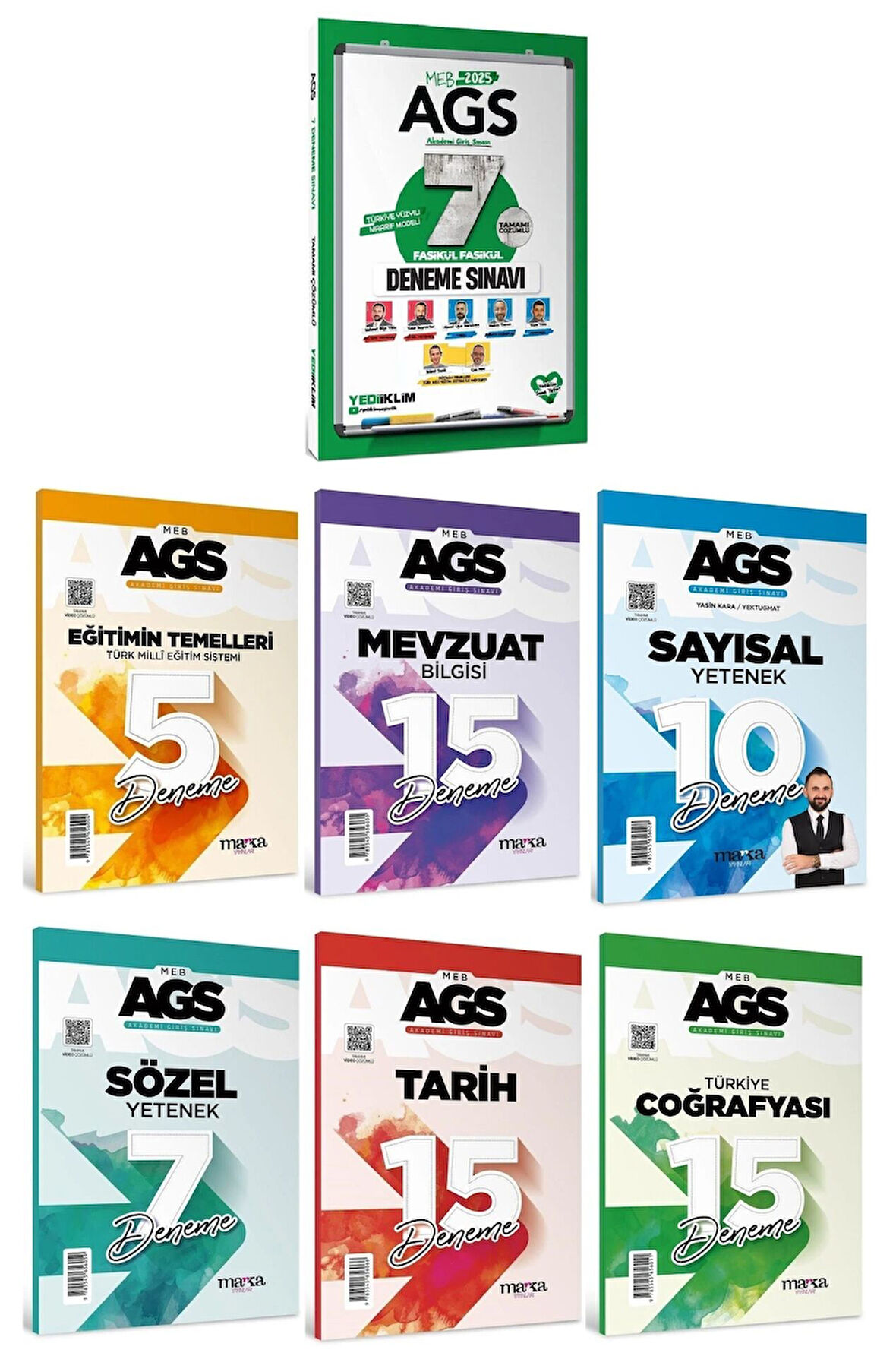 Yediiklim + Marka 2025 MEB-AGS Tüm Dersler 7+67 Deneme 7 li Set Yediiklim + Marka Yayınları