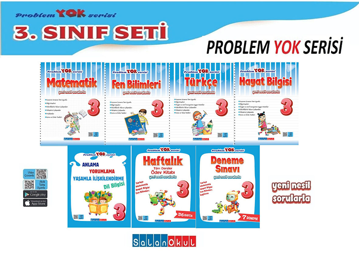 3. Sınıf Salan Problem Yok Serisi Derslerimi Çok Seviyorum Eğitim Seti  (7 Kitap)