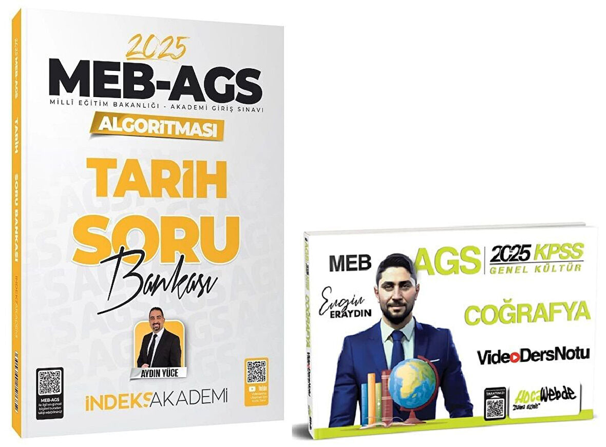 HocaWebde + İndeks 2025 MEB-AGS KPSS Türkiye Coğrafyası Video Ders Notu + Tarih Soru Bankası 2 li Set