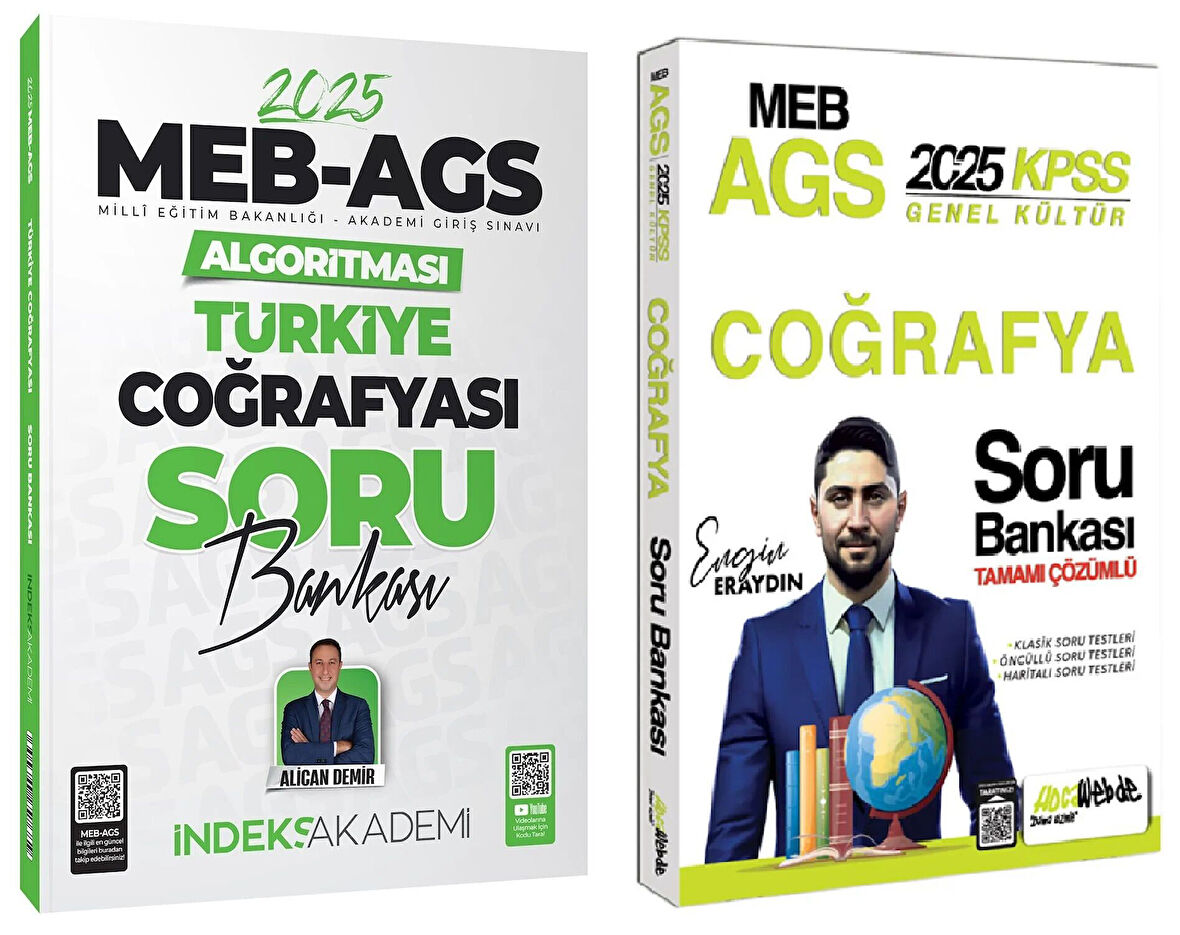 HocaWebde + İndeks MEB-AGS KPSS Türkiye Coğrafyası Soru Bankası 2 li Set - Engin Eraydın