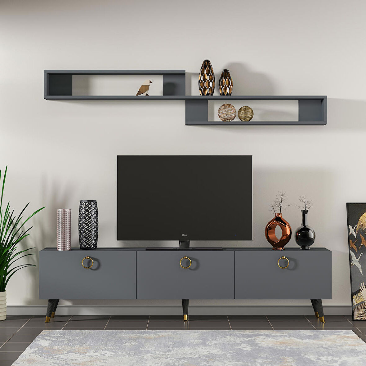 MOBİLYA GEZEGENİ LİNE TV ÜNİTESİ Antrasit 180 CM - X3132