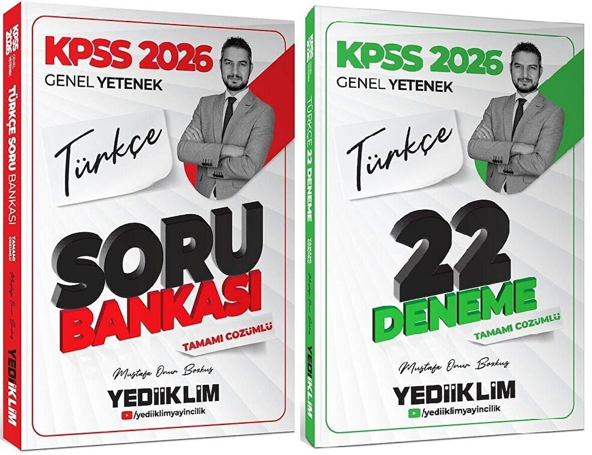 Yediiklim 2026 KPSS Türkçe Soru Bankası + 22 Deneme 2 li Set - Mustafa Onur Bozkuş